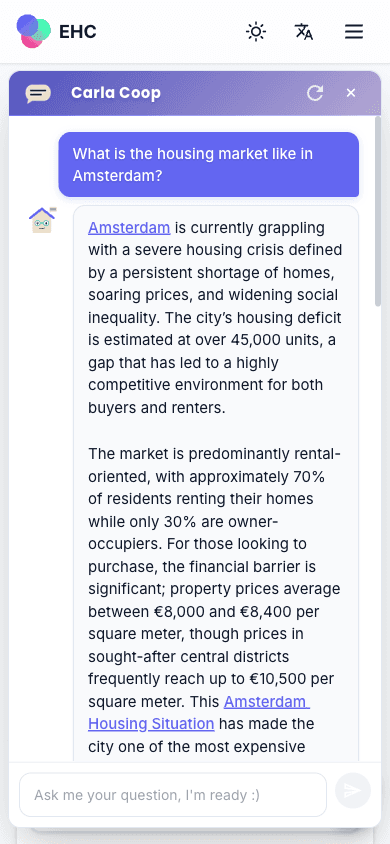 AI Chatbot with Vector Search — mobile view
