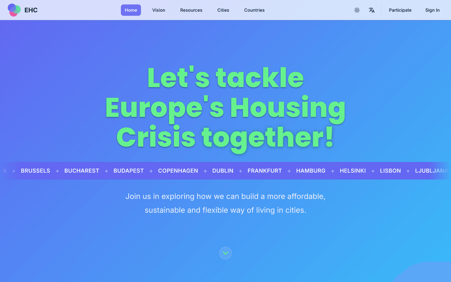 European Housing Coop homepage screenshot