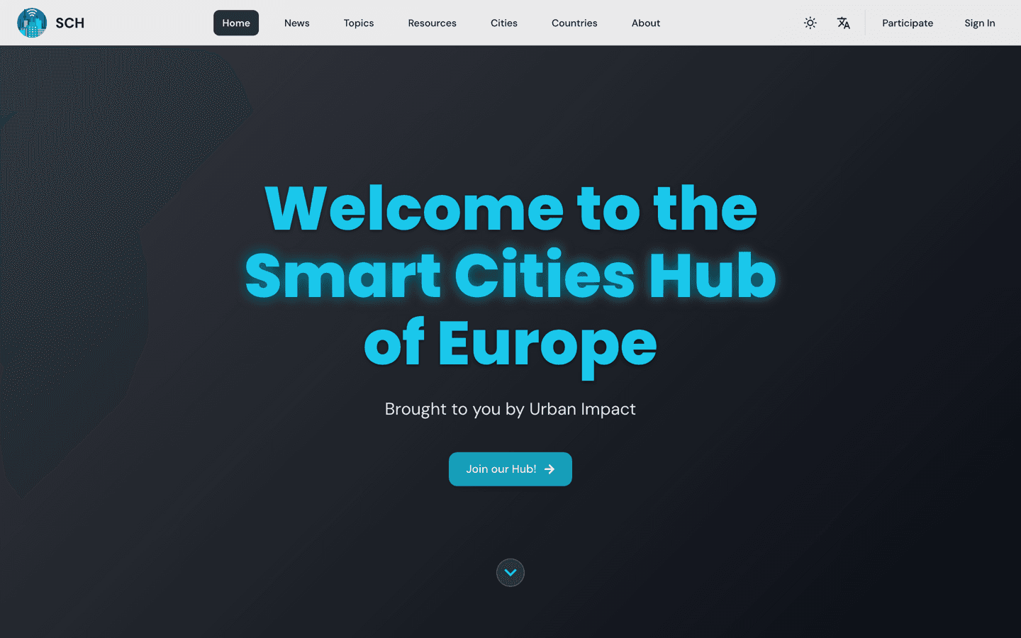 Smart Cities Hub homepage screenshot